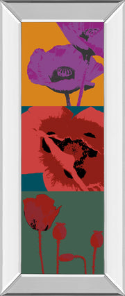 Pop Poppies By Li-legger - Mirrored Frame Real Glass - Red