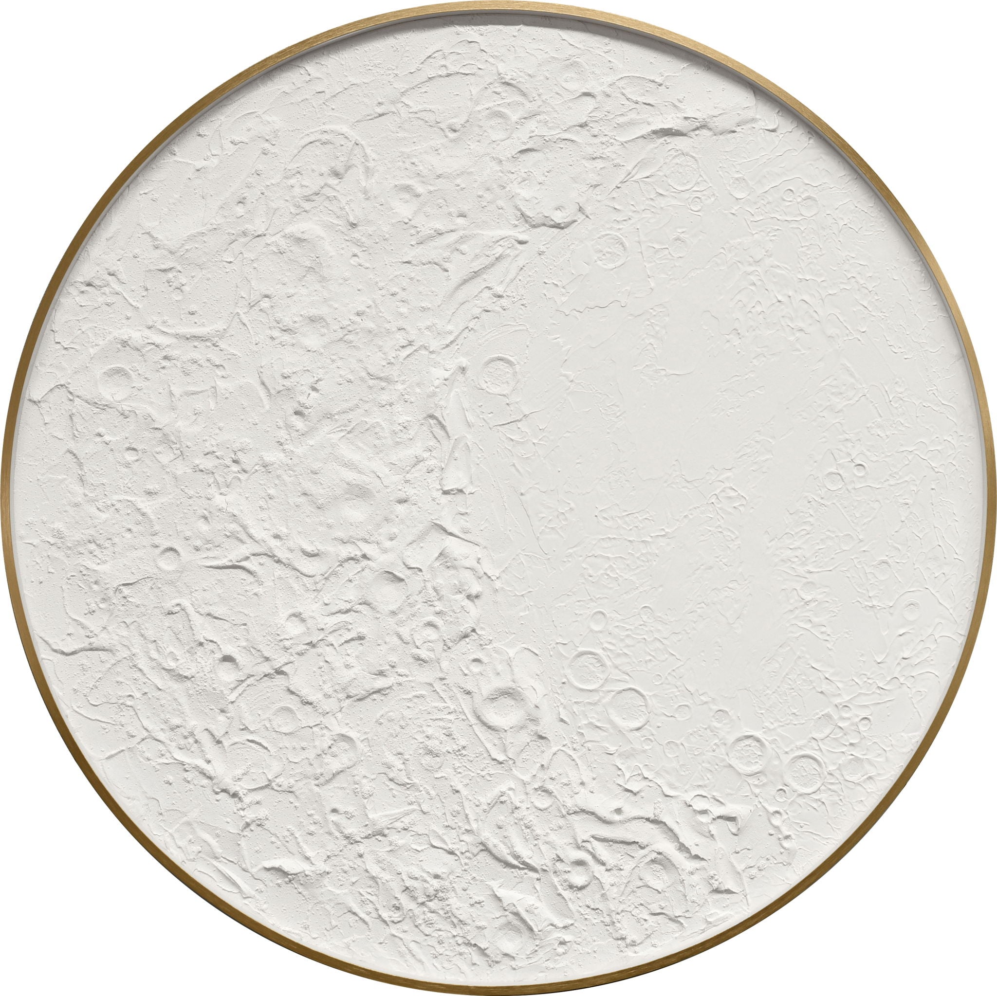 Lunar Relief Hand-Painted LED Canvas In Frame - Ivory / White