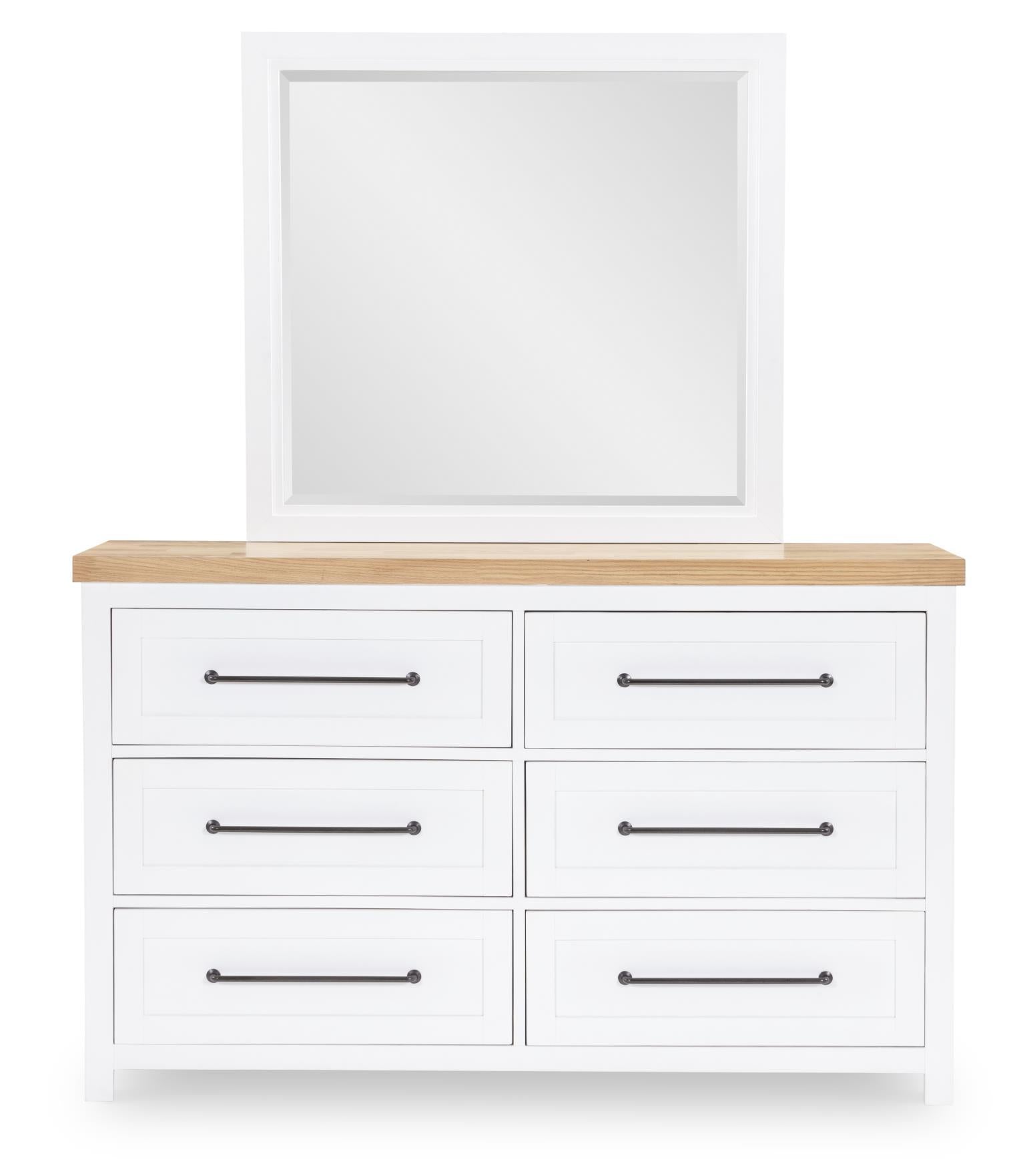 Horizons - Beveled Mirror - Pure White / Natural Oak