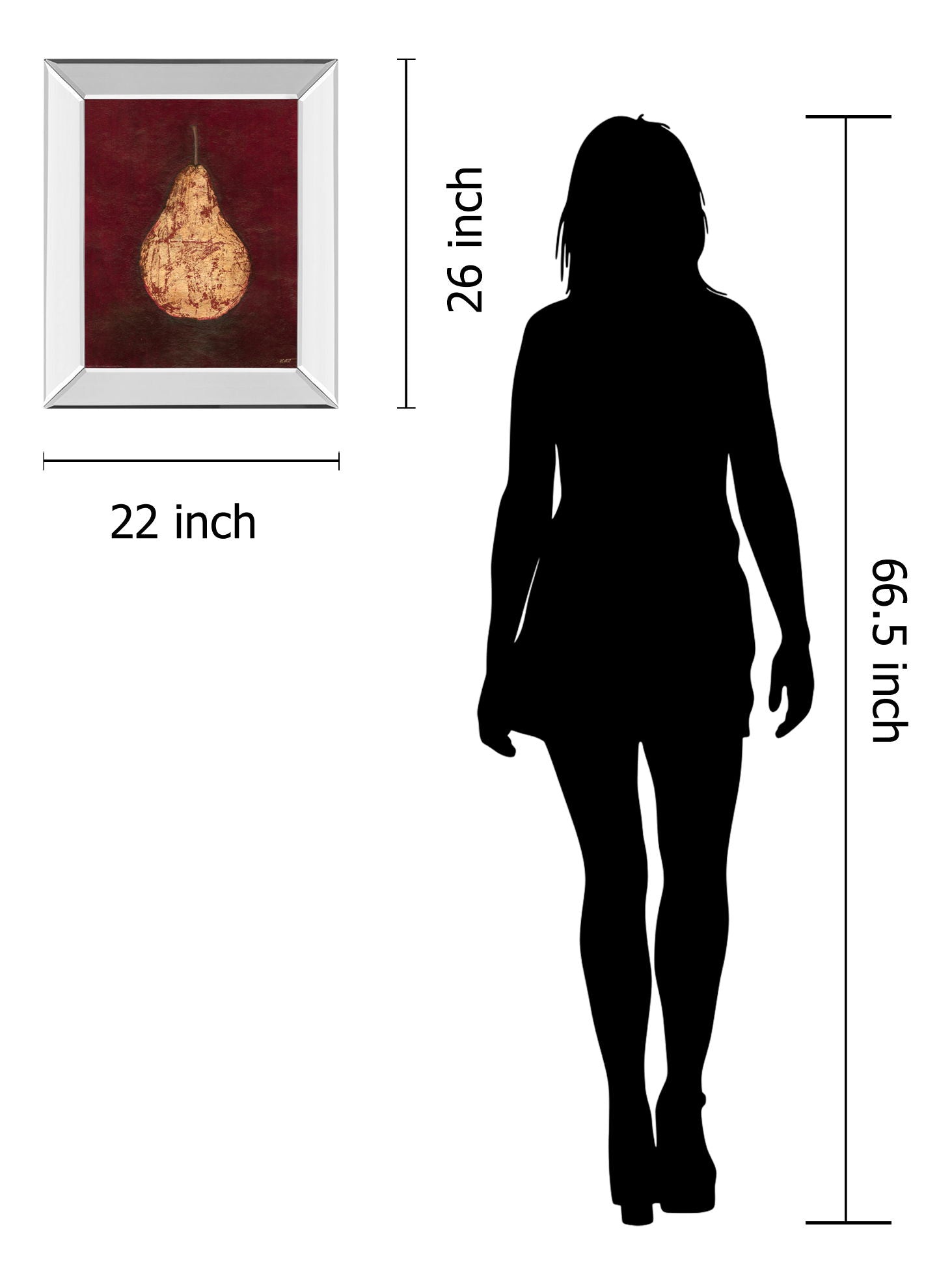 Pear By Norman Wyatt, Jr. - Mirror Framed Print Wall Art - Dark Red