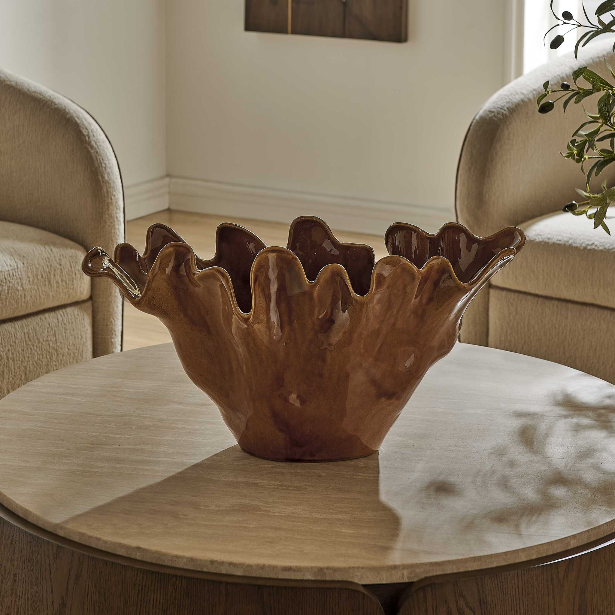 Amber Tide - Indoor-Outdoor Bowl - Brown