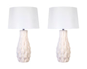 "Sculpted Elegance" Ceramic Table Lamp (Set of 2) - White Sand