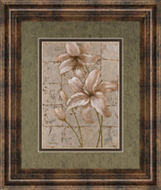 Lilies On Silver Il By Vivian Flasch - Framed Print Wall Art - Light Brown