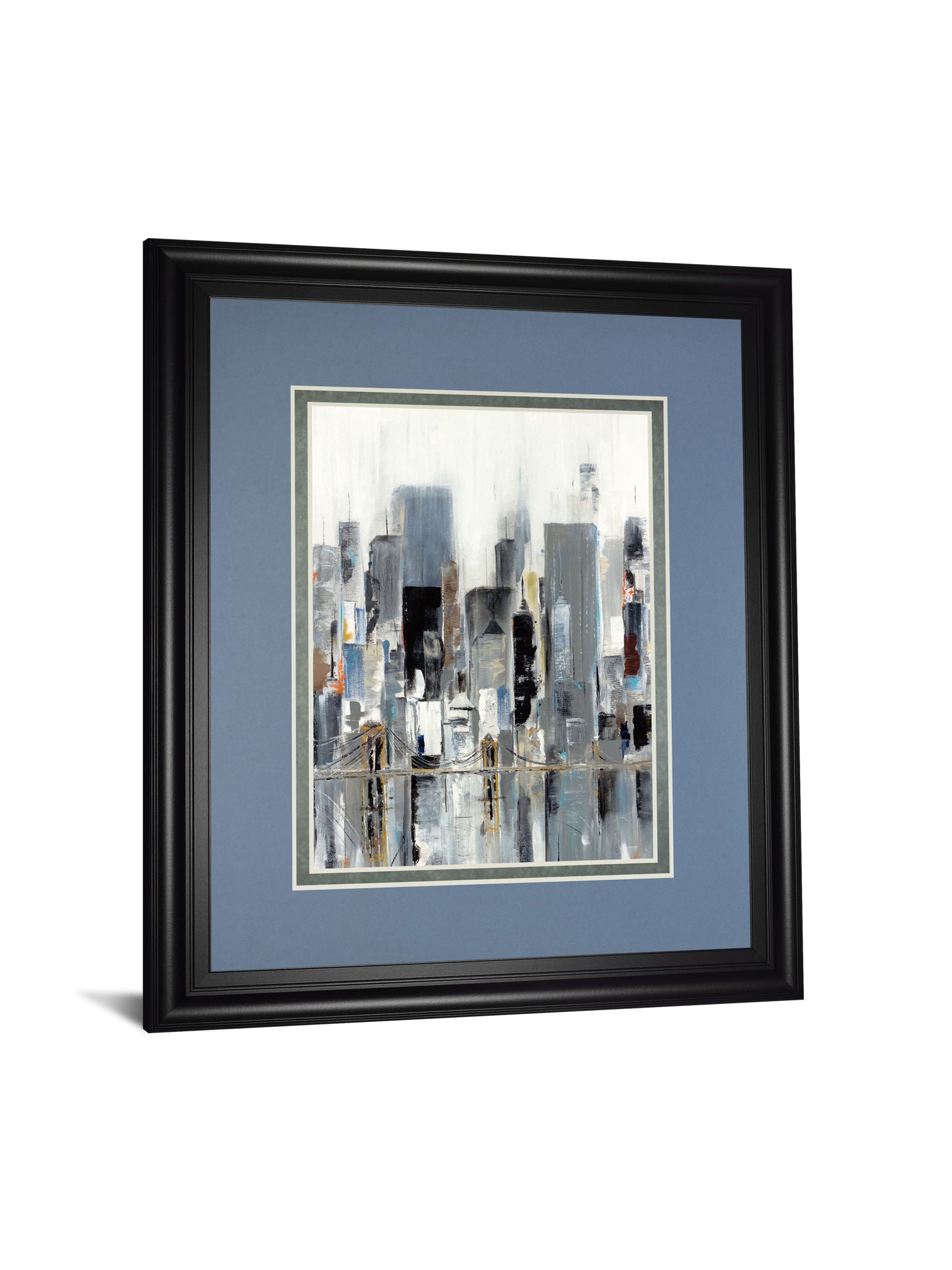 City Bridge By Aziz Kadmiri - Framed Print Wall Art - Blue