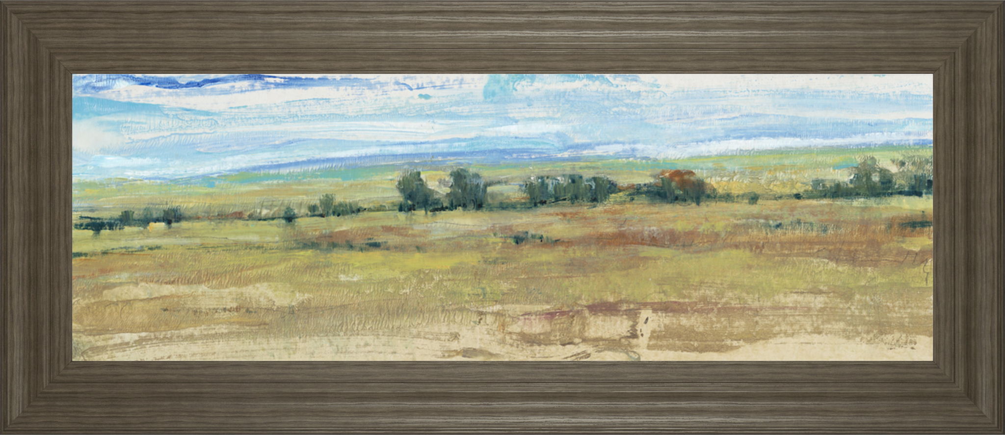 Distant Treeline Panel By Tim Otoole - Framed Print Wall Art - Light Brown