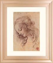 Testa Di Donna Di Profilo By Leonardo Da Vinci - Framed Print Wall Art - Light Brown