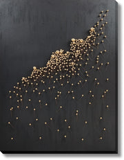 Golden Cluster Drift - 36" x 48" Framed Wall Art - Black