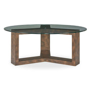 Ignis - Round Glass Coffee Table - Brown / Woodtone