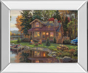 Mirrored Frame Peace Like A River Cabin By Kim Norlien - Green