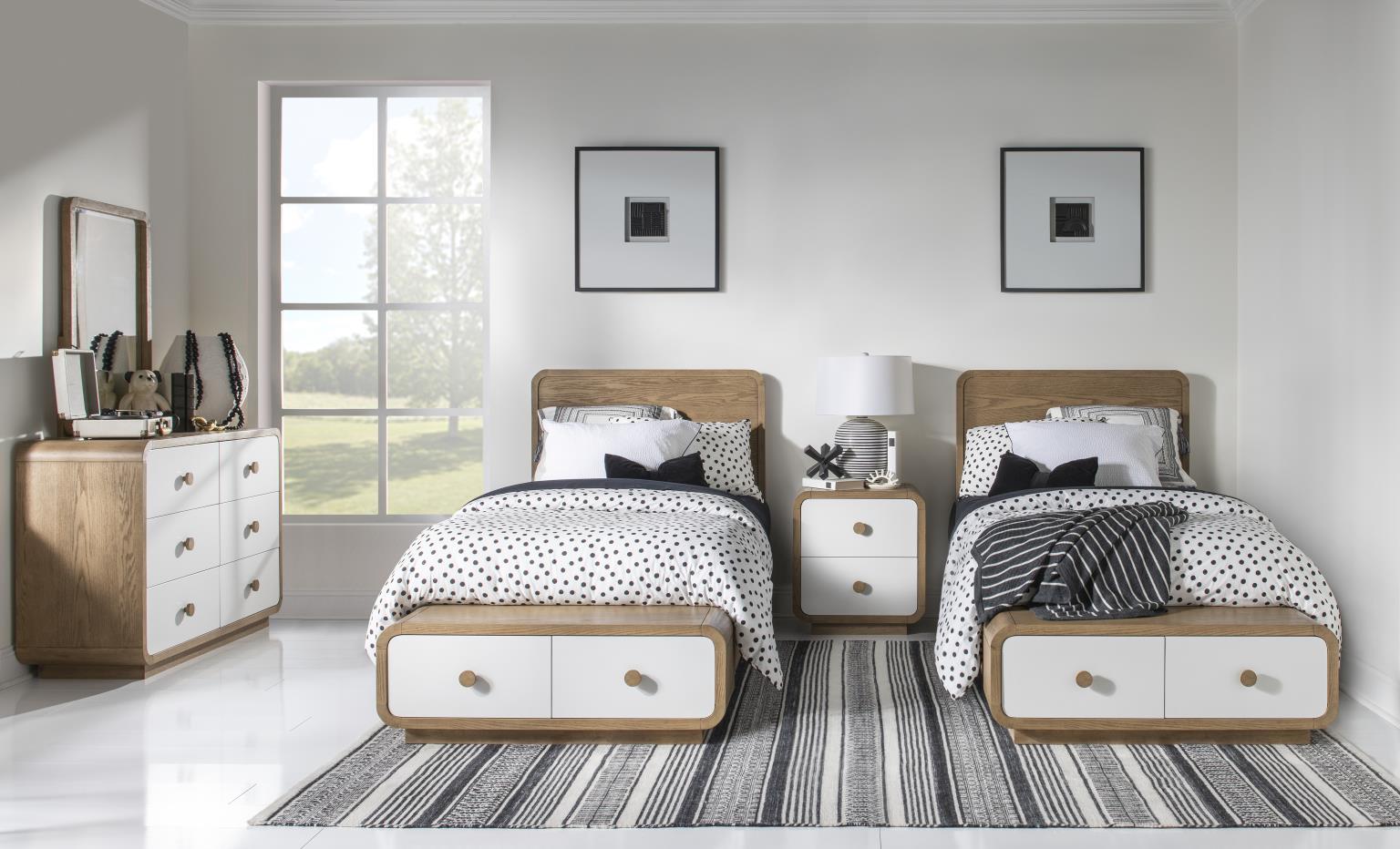 Margot - 2 Drawer Nighstand - Desert Oak And Cloud White