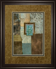 Petites Fleurs Sur Le Bleu Il By Norm Olson - Framed Print Wall Art - Light Brown