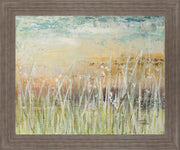 Misty Sunrise Meadow - 28" x 34" Framed Wall Art - Green