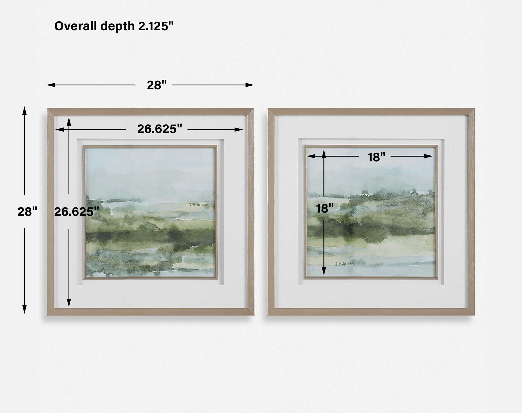 Soft Sage - Abstract Landscape Prints (Set of 2) - Gray