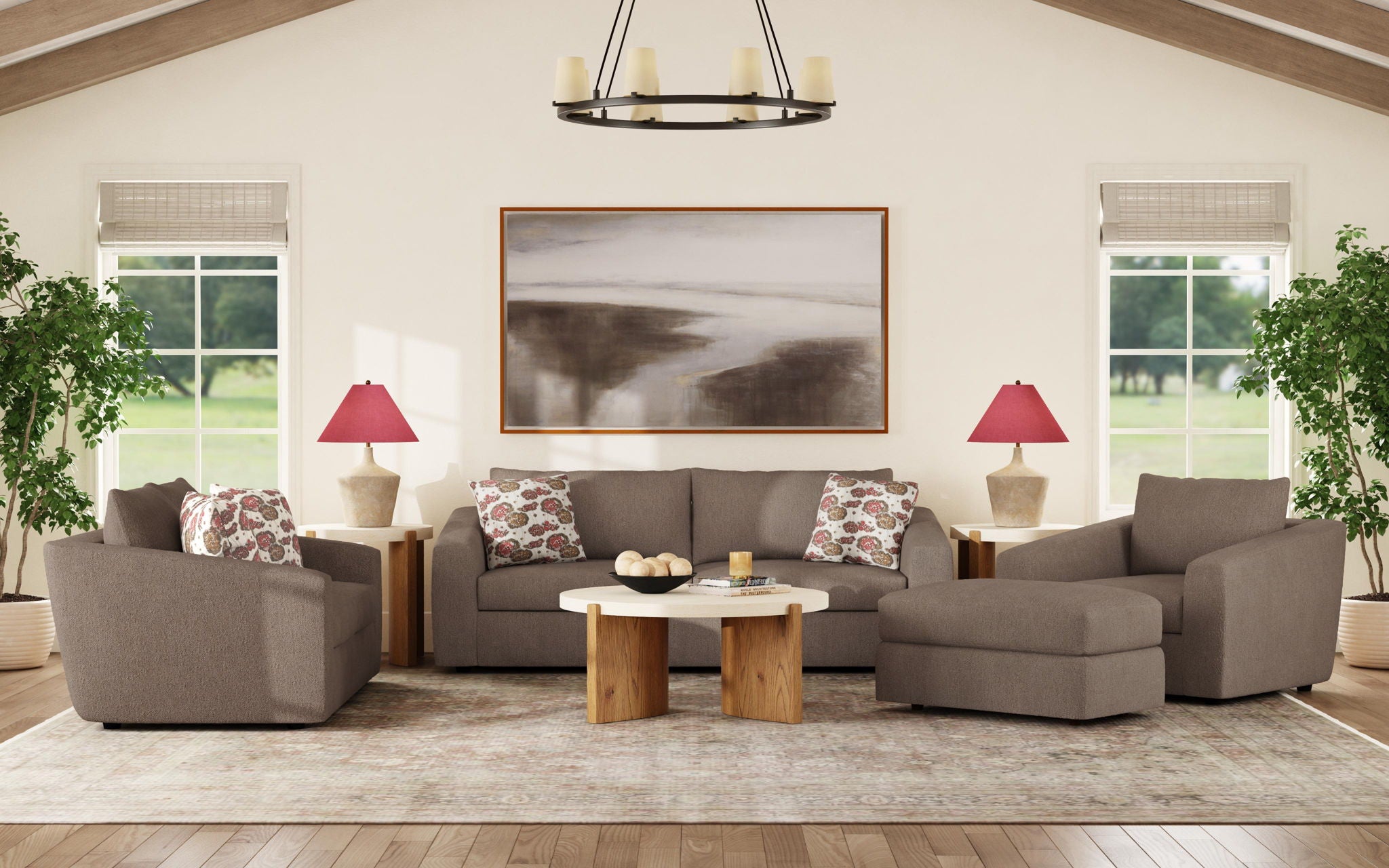 Chevy - Fabric Ottoman Pouf - Brown