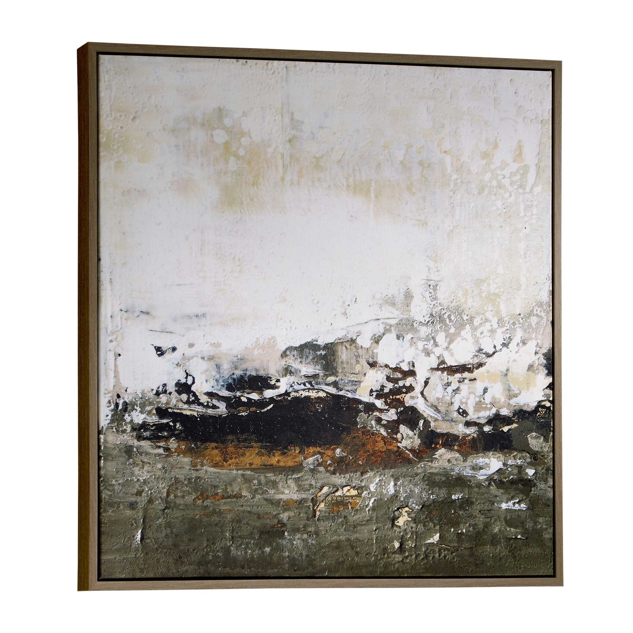 The Other Side - Framed Abstract Art - Black / Brown / Gray / Green / Orange / White / Yellow
