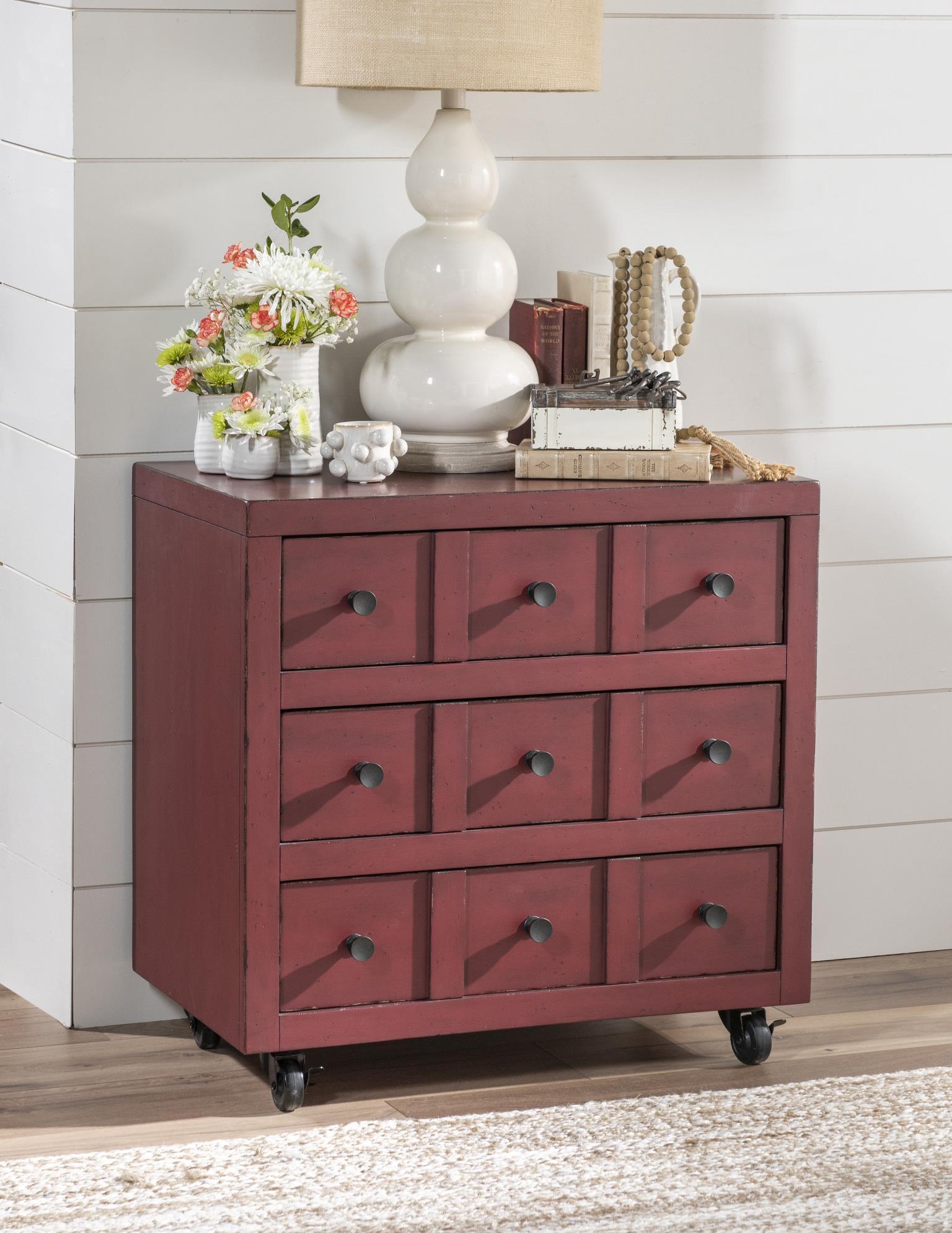Vintage Market - Nightstand 3 Drawer With Casters