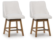 Cabalynn - Upholstered Swivel Barstool (Set of 2) - Oatmeal / Light Brown