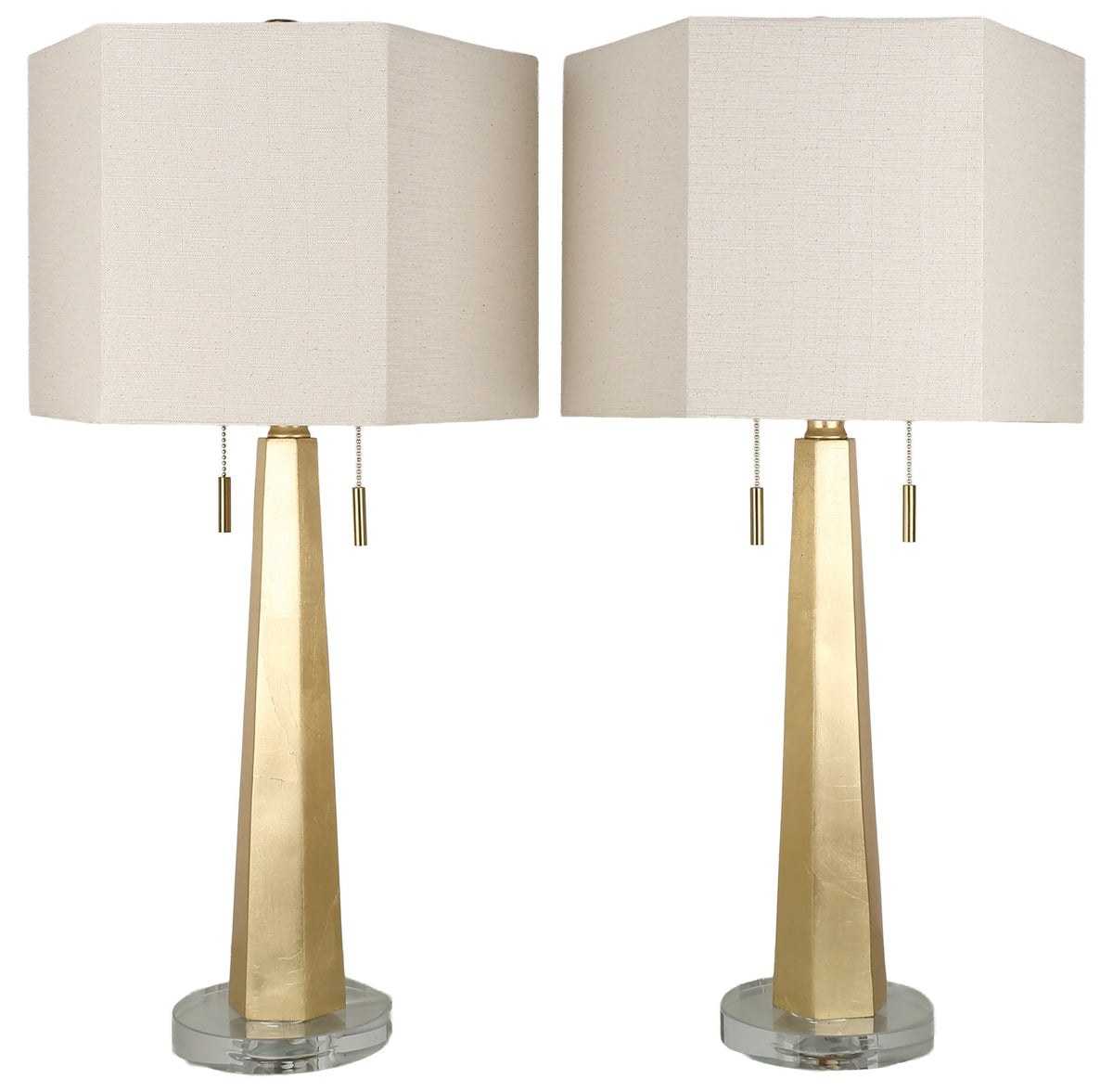 Gilded Spire - 28 X 14 - Resin Table Lamp (Set of 2) - Gold Leaf, Clear Crystal