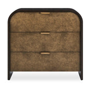 Byrams - 3 Drawer Oak Chest - Brown / Gold / Woodtone