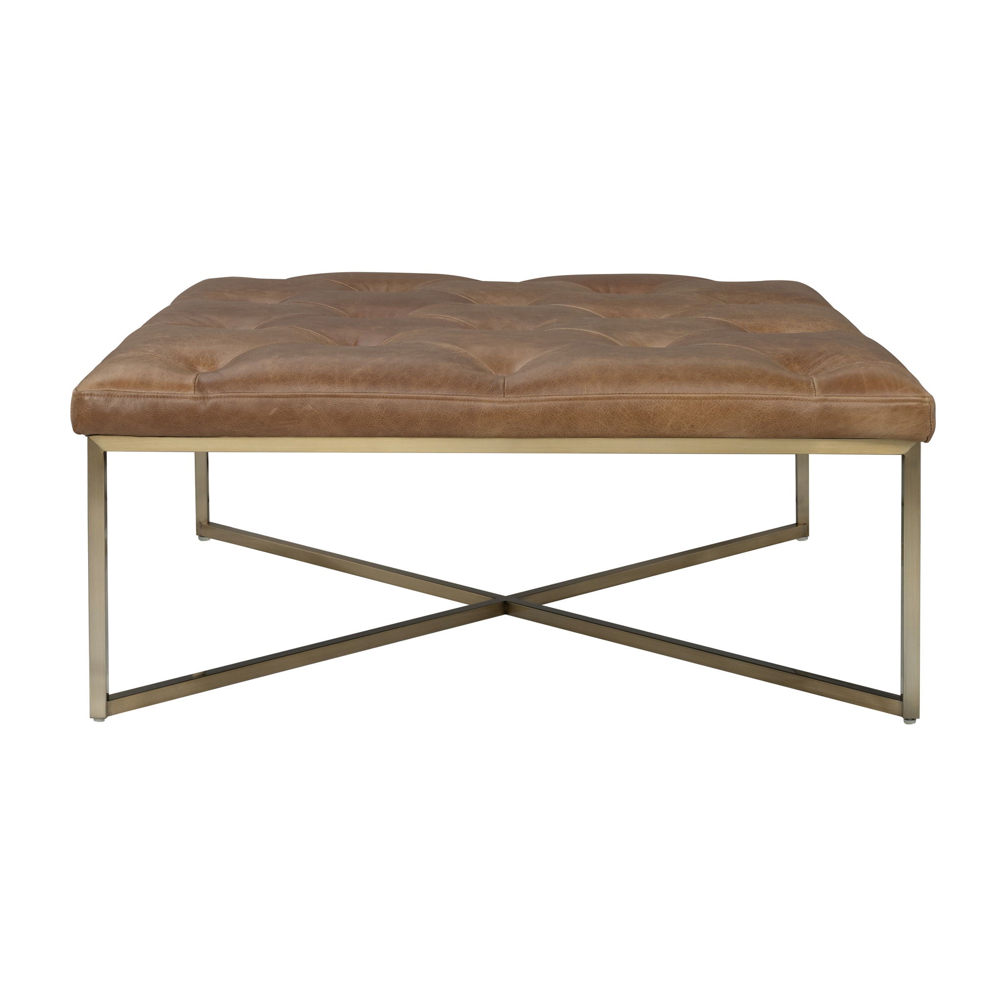 Hamilton - Square Upholstered Ottoman - Chestnut
