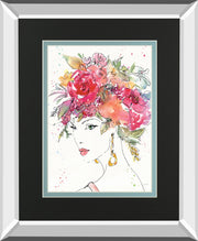 Floral Figures II By Anne Tavoletti Mirrored Frame - Pink