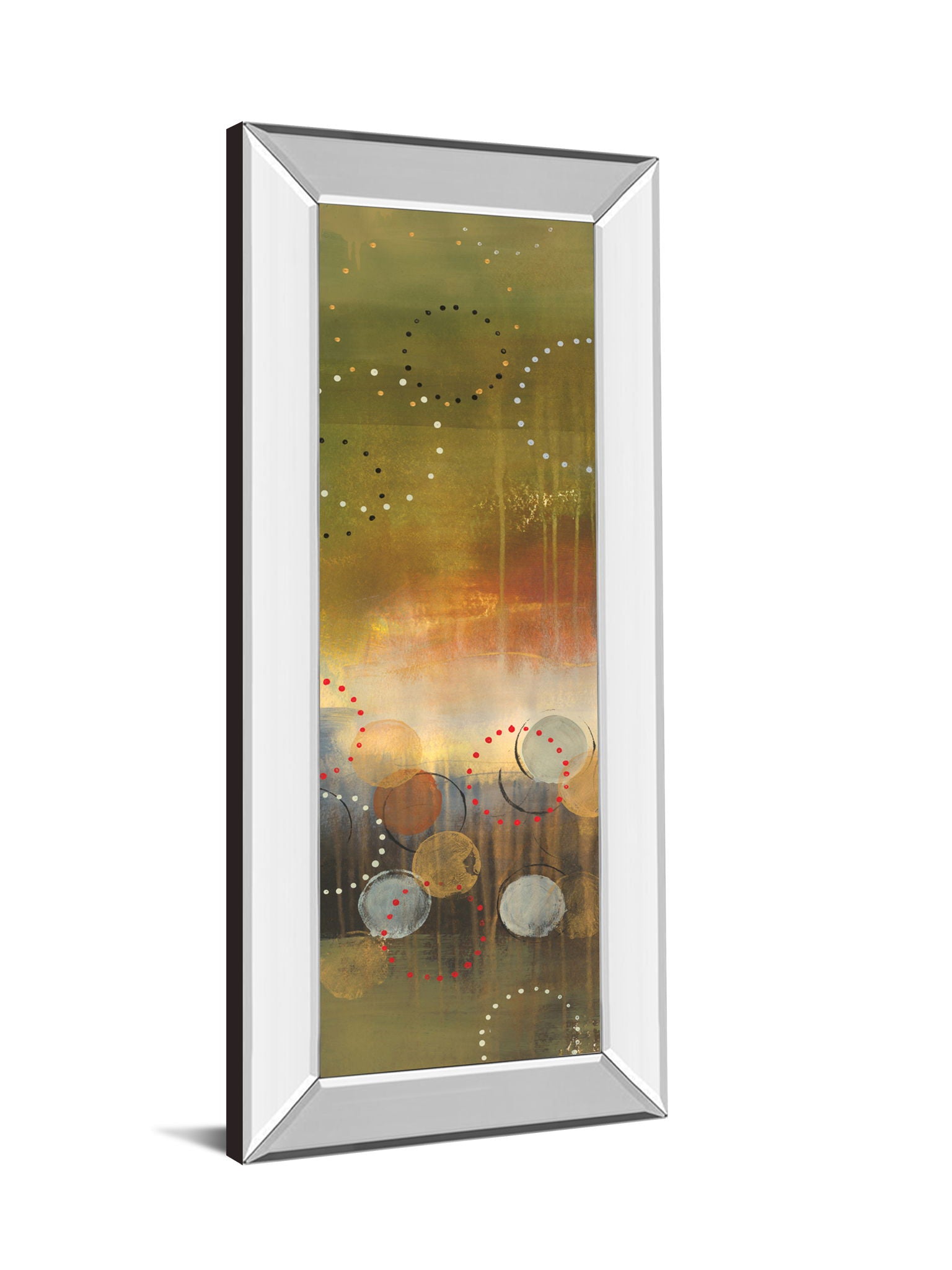 Circles In Panel I By Jeni Lee - Mirror Framed Print Wall Art - Light Brown