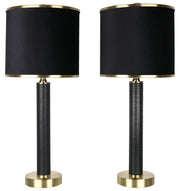 Midnight Regent - 27 X 11 - Pu Leather Table Lamp (Set of 2) - Black Pu Gator Leather