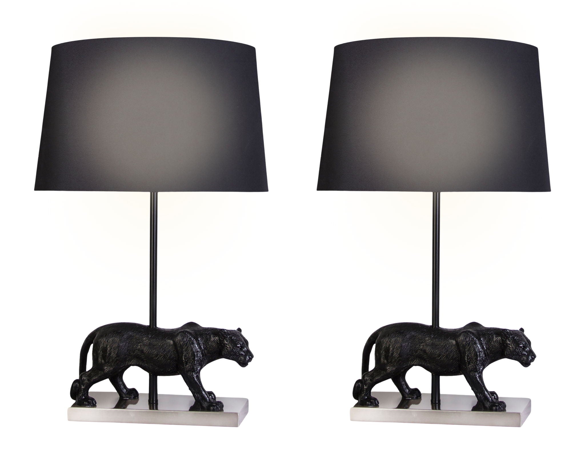 "Panther Noir" Resin Table Lamp (Set of 2) - Black Resin/Pn On Metal