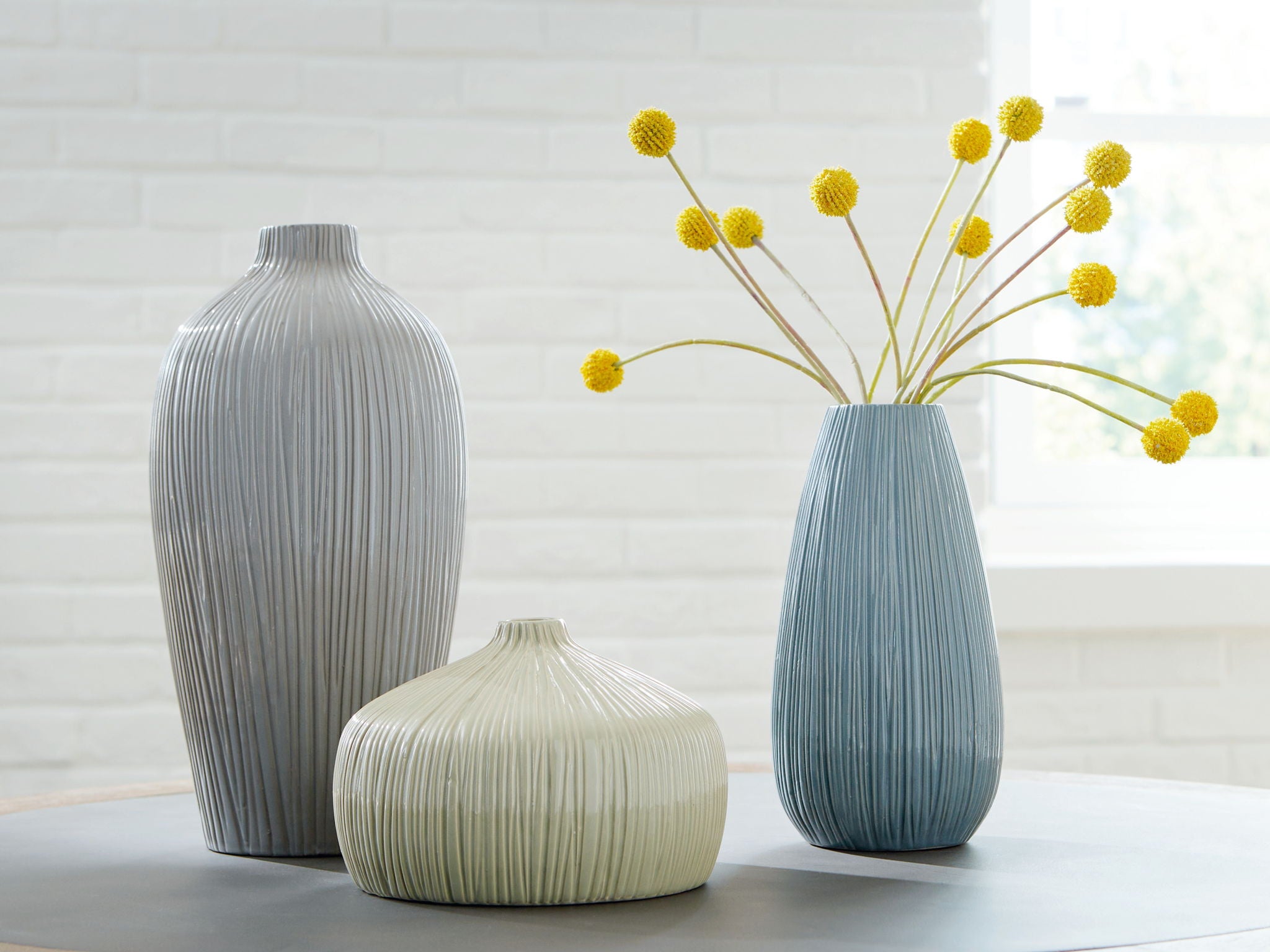 Eiderman - Vase Set (Set of 3) - Gray / Blue / Green