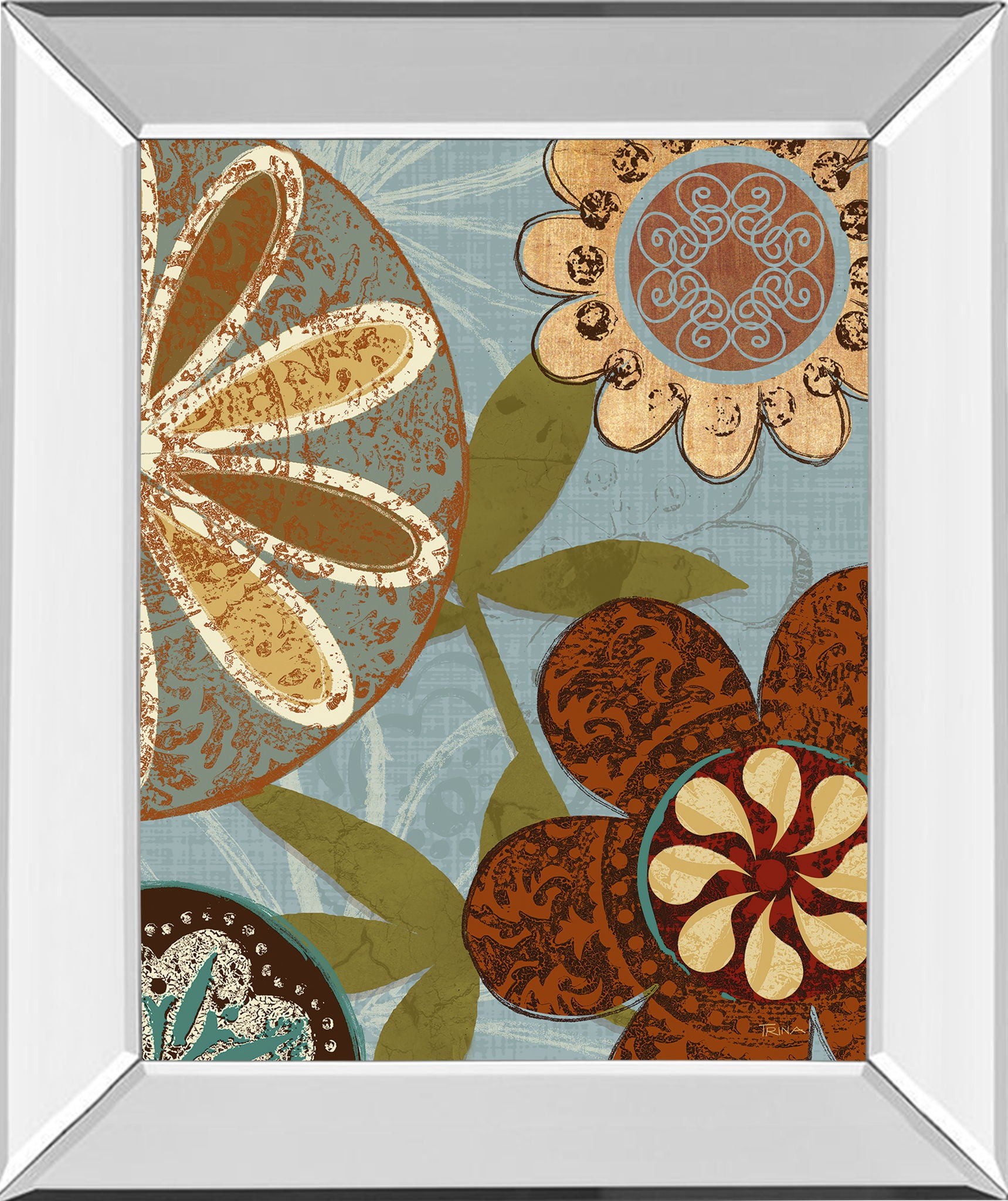 Persian Garden Il By Katrina Craven - Mirror Framed Print Wall Art - Light Brown