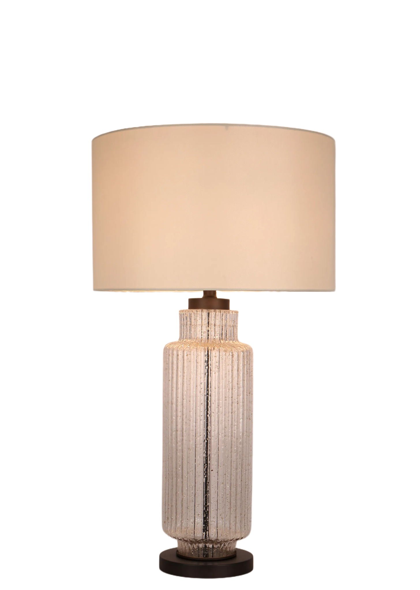 Lumina Ripple Ribbed Glass & Metal Table Lamp (Set of 2) - Clear Glass With Gold Flecks / Oil Bronze