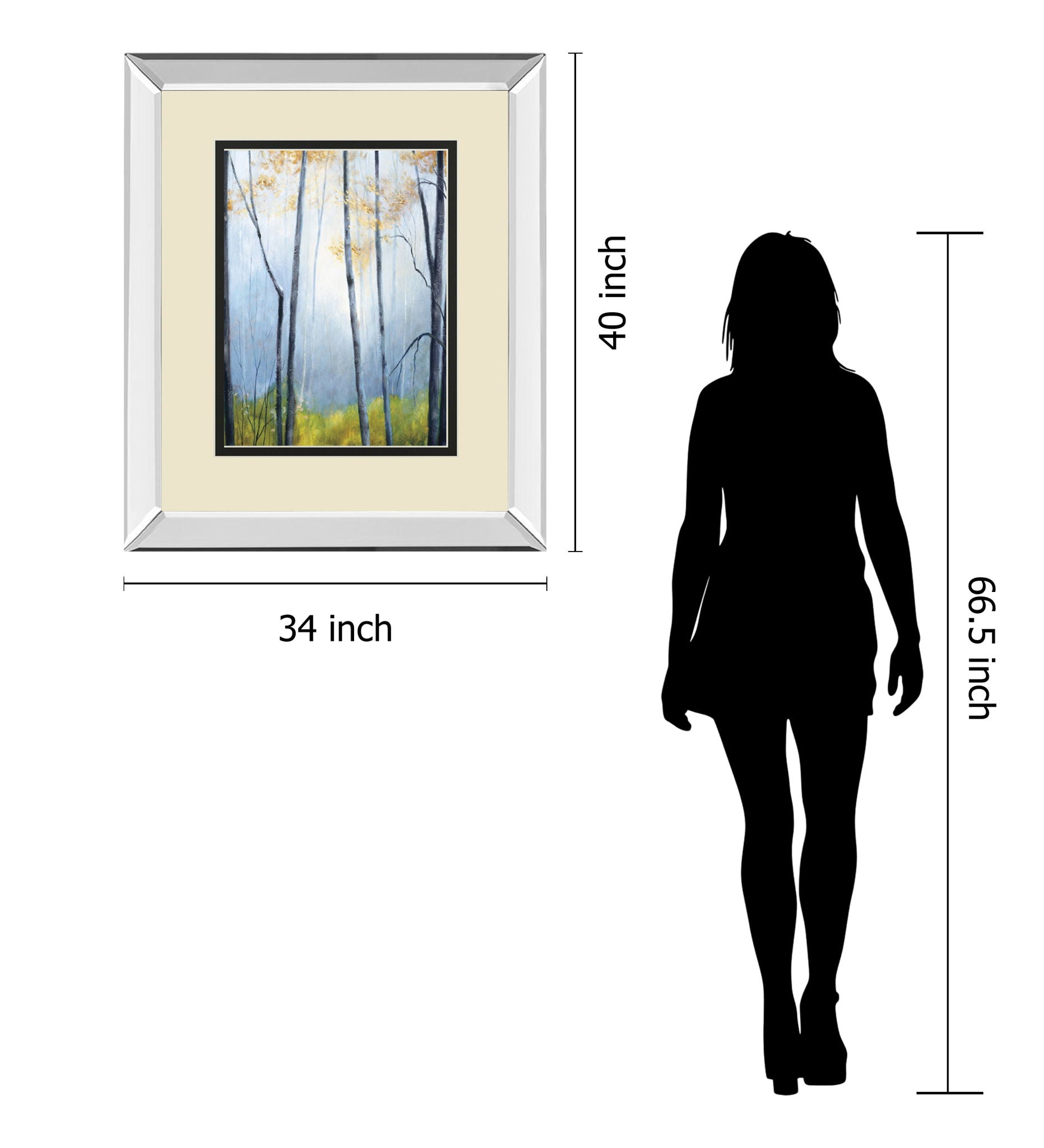 Tranquil River By Striffolino R. Mirrored Frame - Light Blue