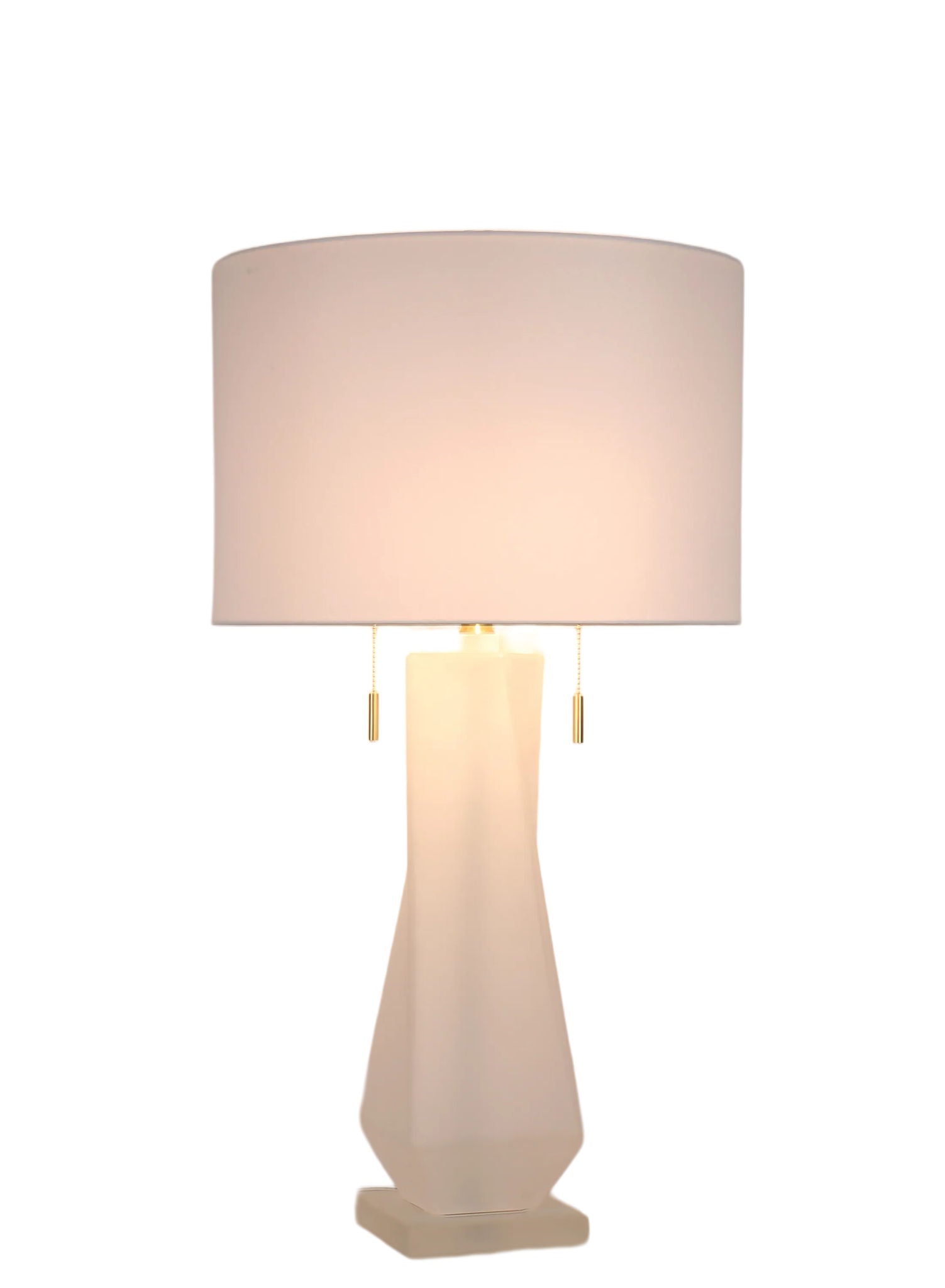 Faceted Frost Art Glass & Frosted Crystal Table Lamp (Set of 2) - Frosted Art Glass / Frosted Crystal