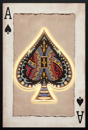 Royal Card II Hand-Embellished LED Canvas In Frame - Black / Beige