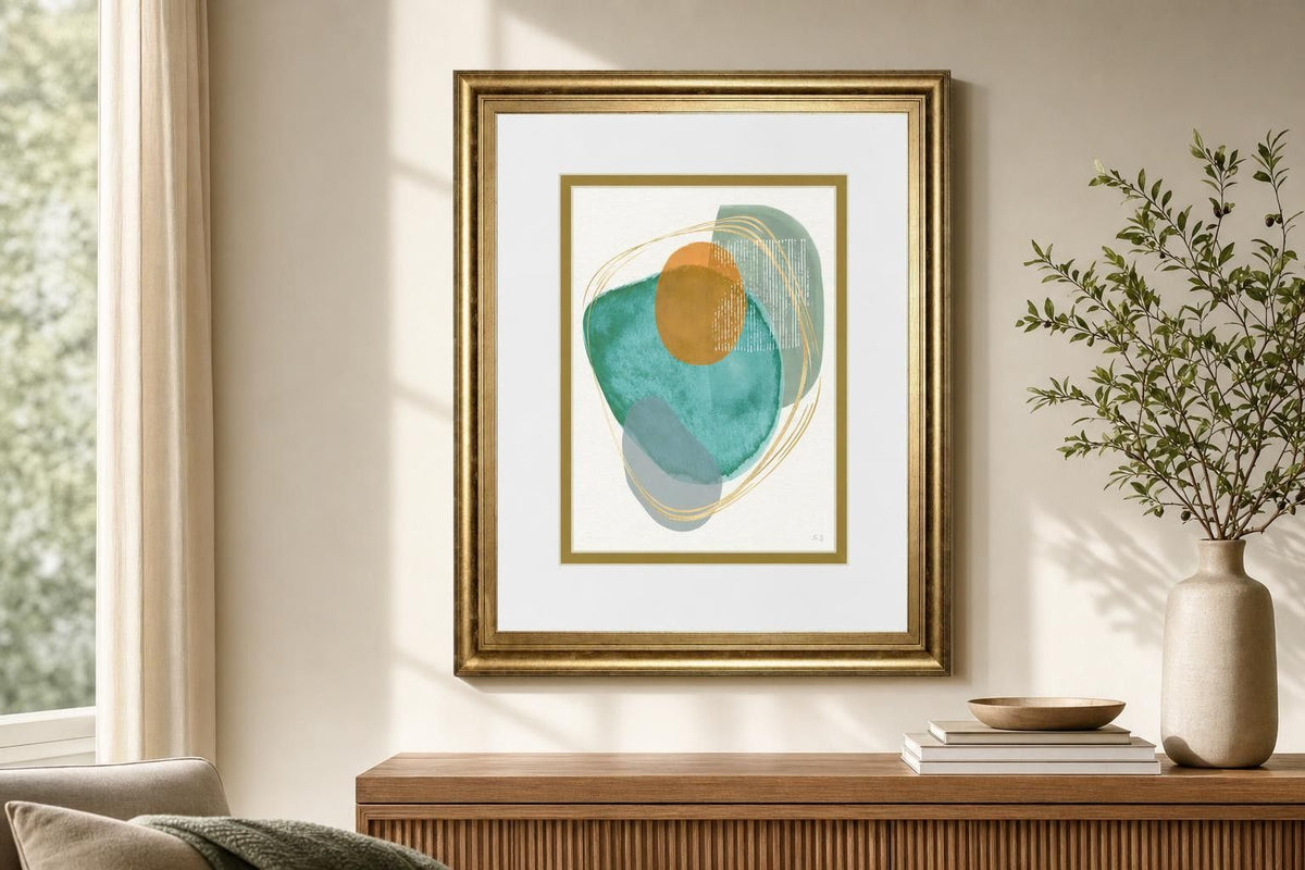 34x40 River Jewels I By Susan Jill - Light Blue