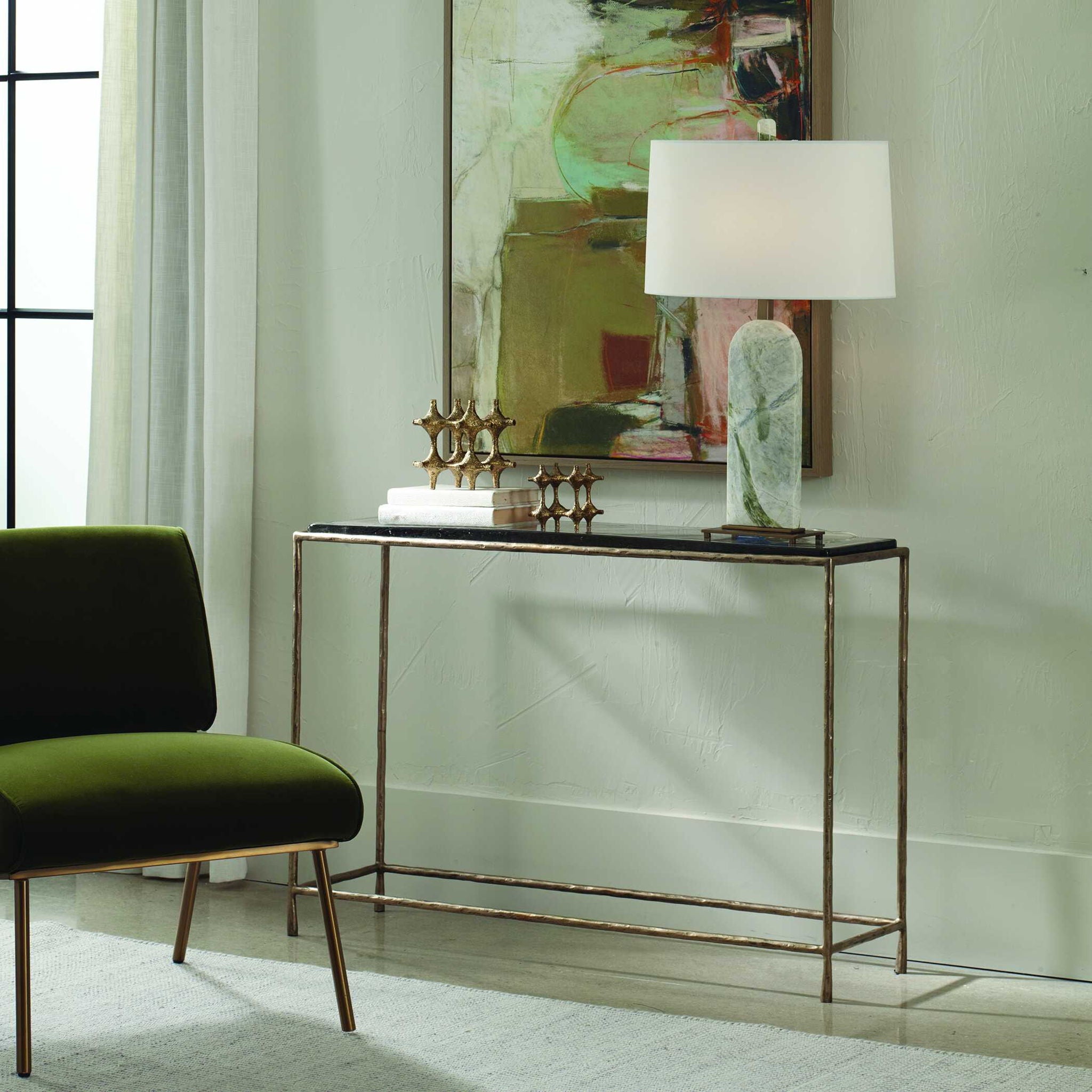 Ovard - Minimalist Metal Console Table - Brass