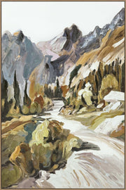 Ochre Alpine Passage II - 32 X 48 - Hand-Embellished Canvas In Frame - Ochre