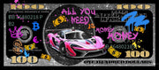 Glitzy Racer Dream - 28" x 63" Framed Wall Art - Black