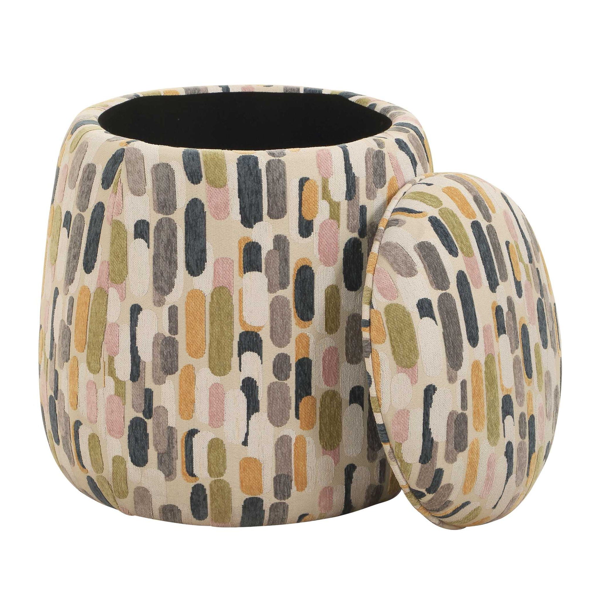 Arem - Upholstered Multi-Color Ottoman - Gray / Pink / White / Yellow