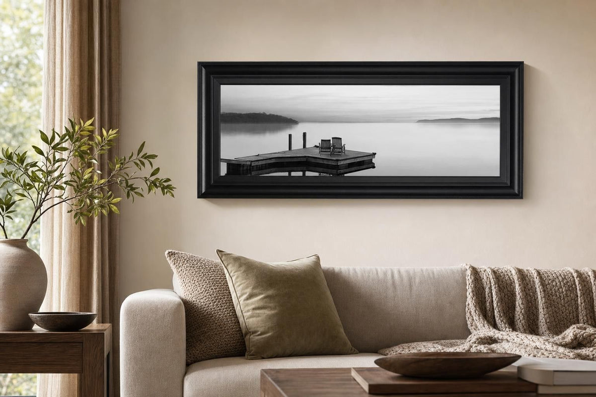 18x42 Black & White Water Panel XI By James McLoughlin - Dark Gray