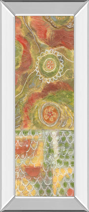Moroccan Whimsy Il By Karen Deans - Mirror Framed Print Wall Art - Green