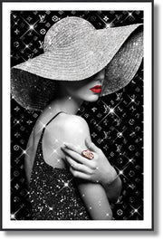 Silver Allure Portrait - 47" x 32" Framed Wall Art - Black