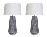"Textured Elegance" Ceramic Table Lamp (Set of 2) - Gray