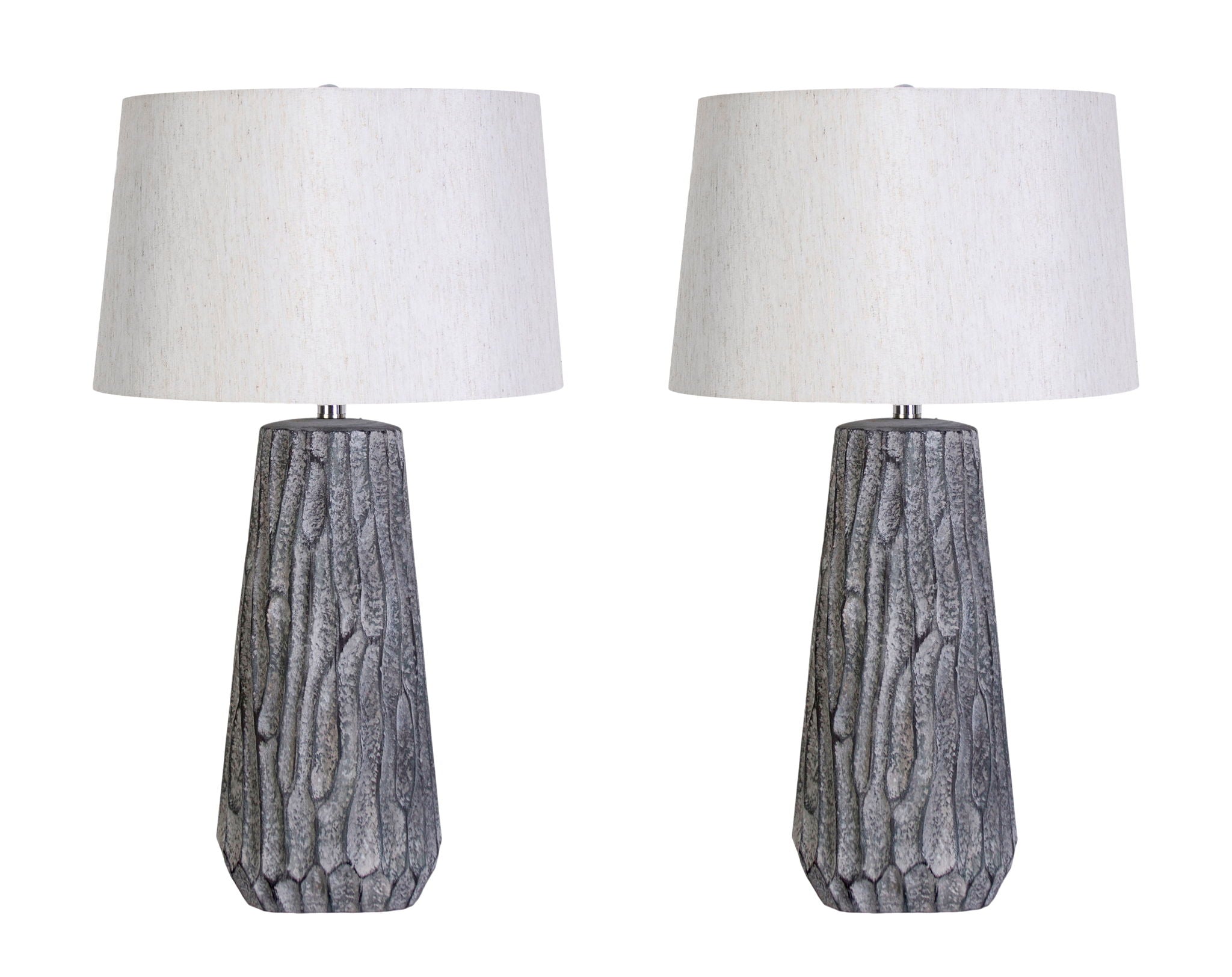 "Textured Elegance" Ceramic Table Lamp (Set of 2) - Gray