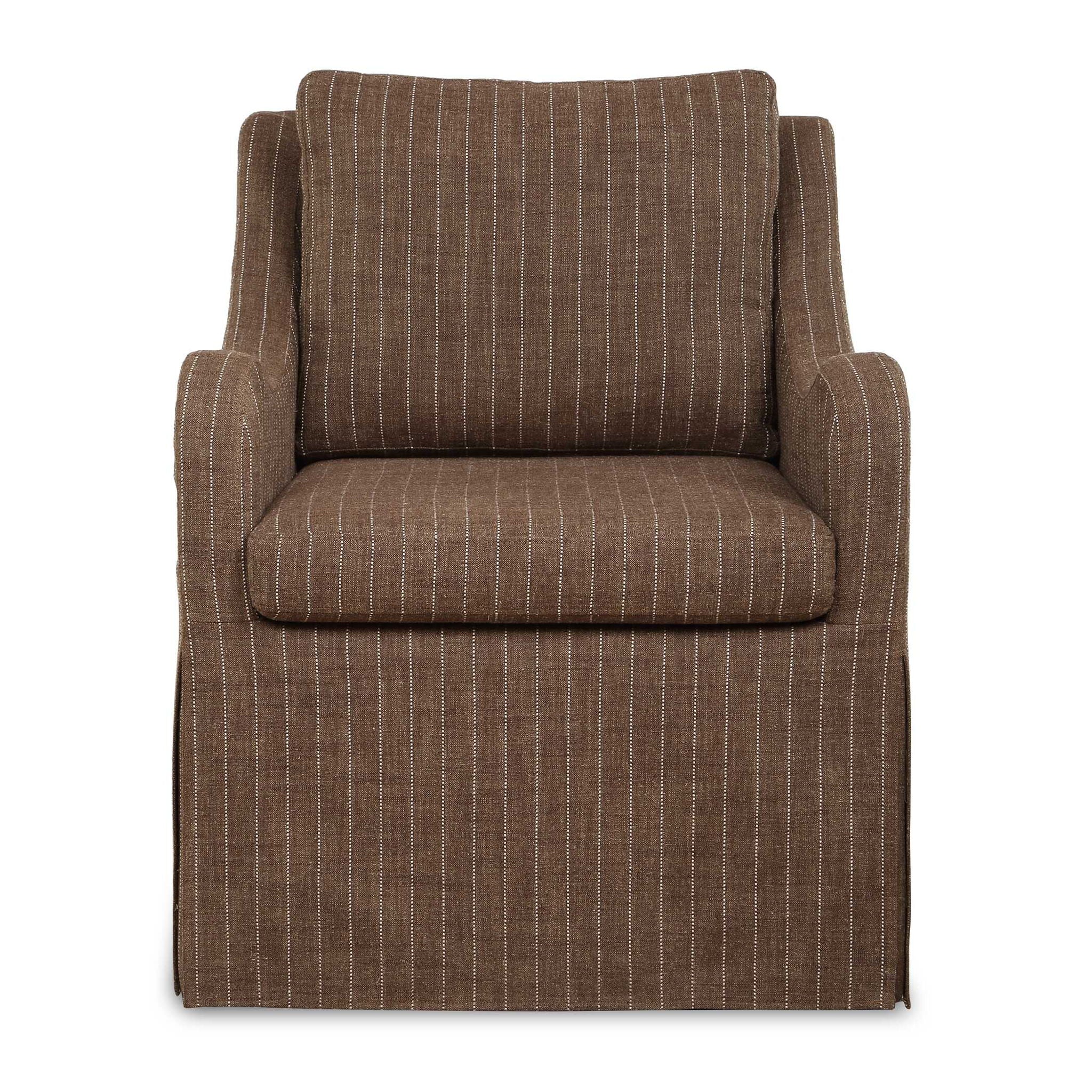 Luisa - Pinstripe Swivel Chair - Brown
