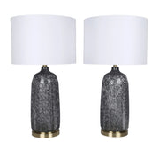 Midnight Weave Art Glass & Metal Table Lamp (Set of 2) - Midnight Weave Art Glass