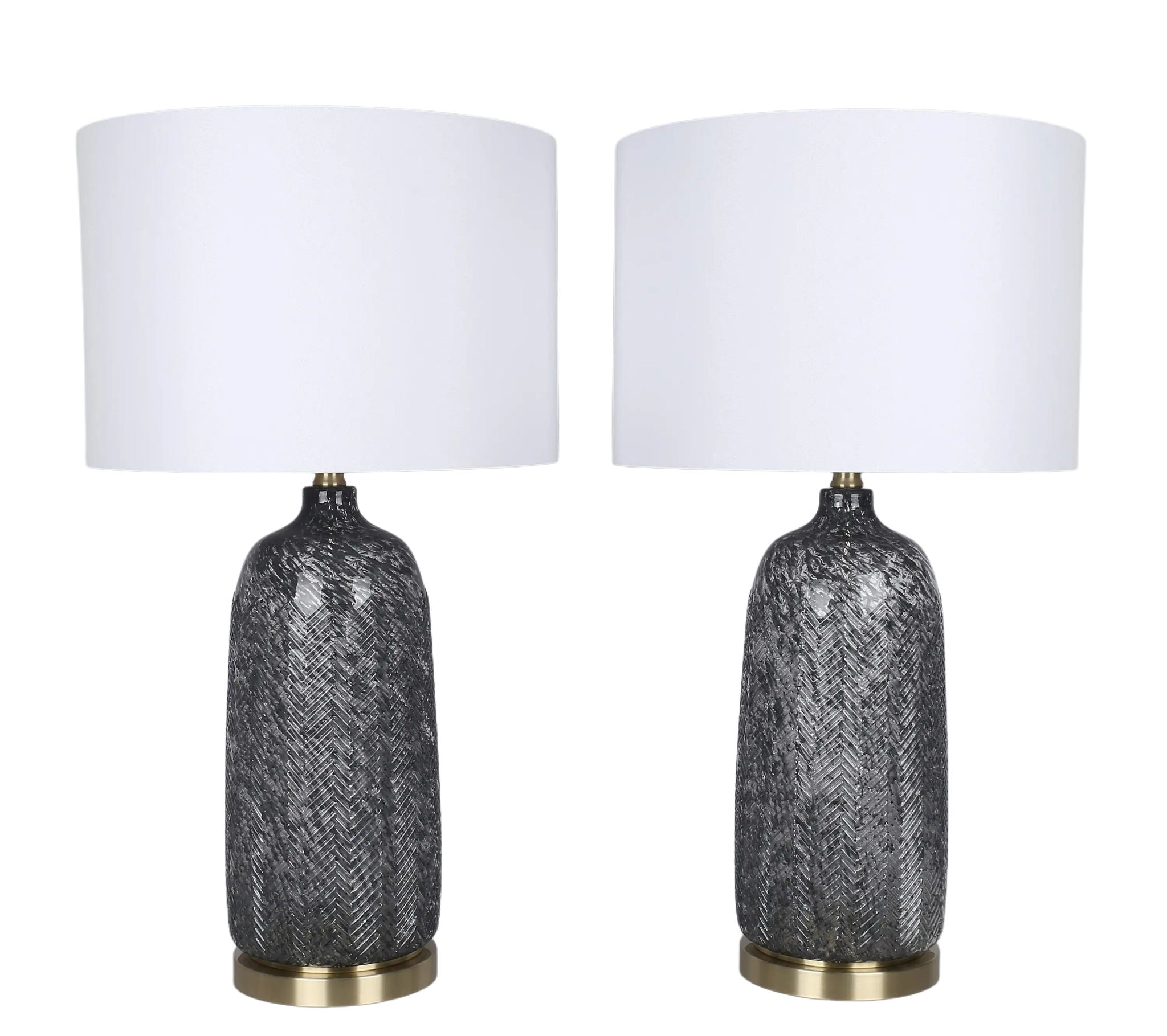 Midnight Weave Art Glass & Metal Table Lamp (Set of 2) - Midnight Weave Art Glass