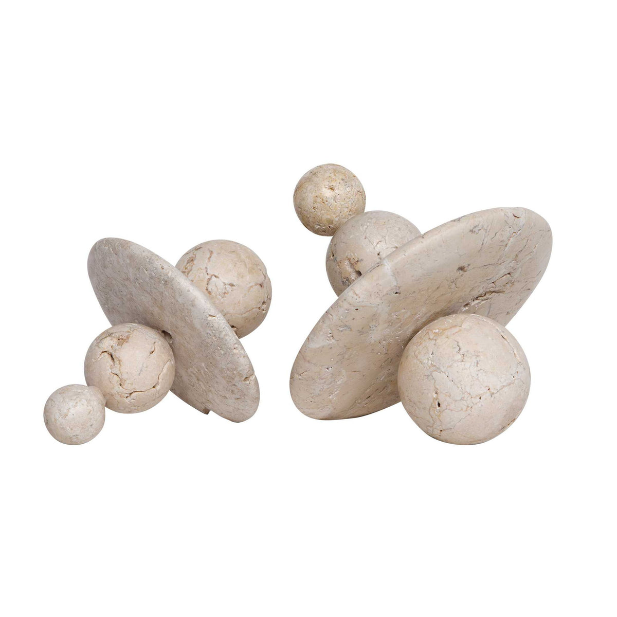 Quarried Stone - Indoor-Outdoor Sculptures (Set of 2) - White / Yellow