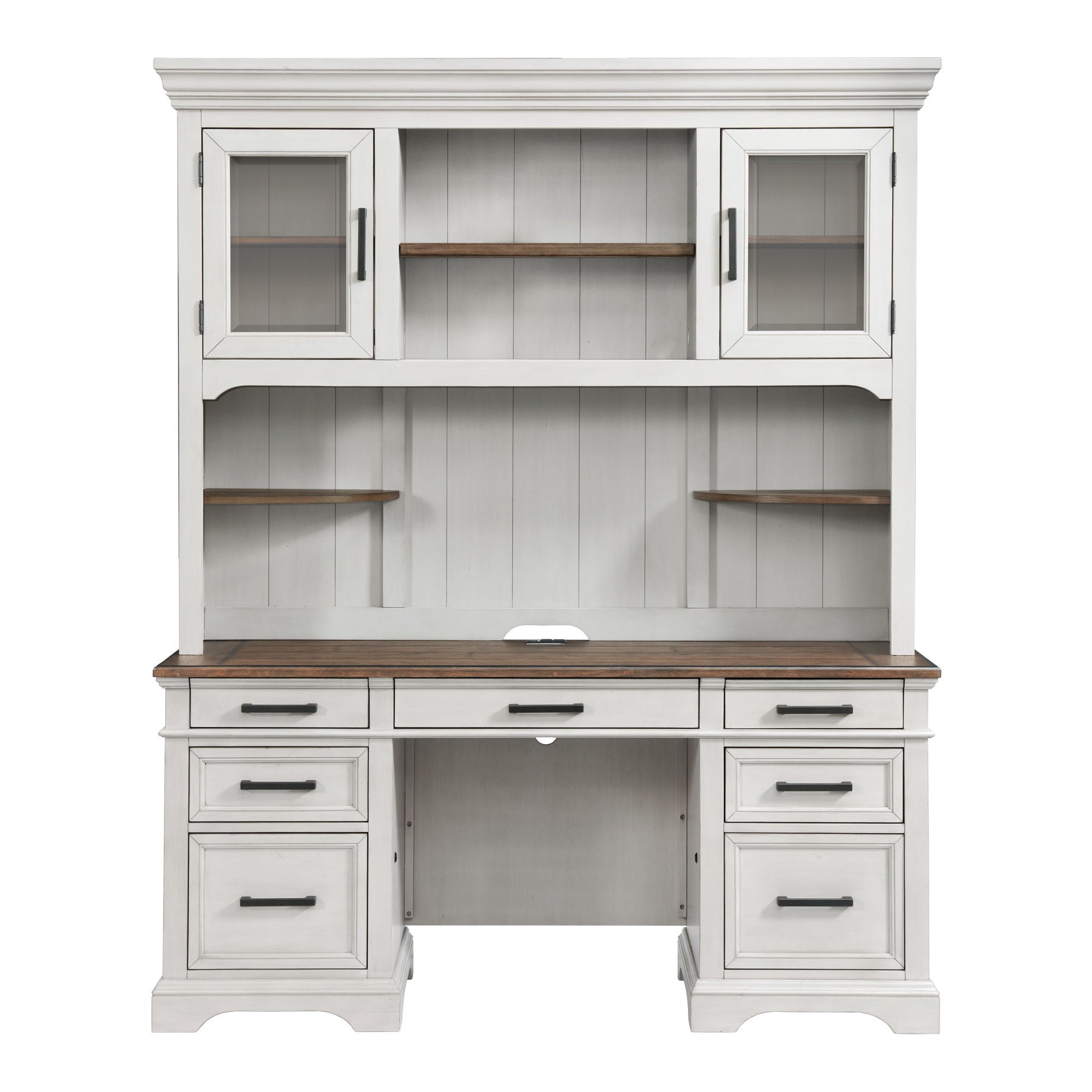 Drake - 66" Credenza - Rustic White / French Oak