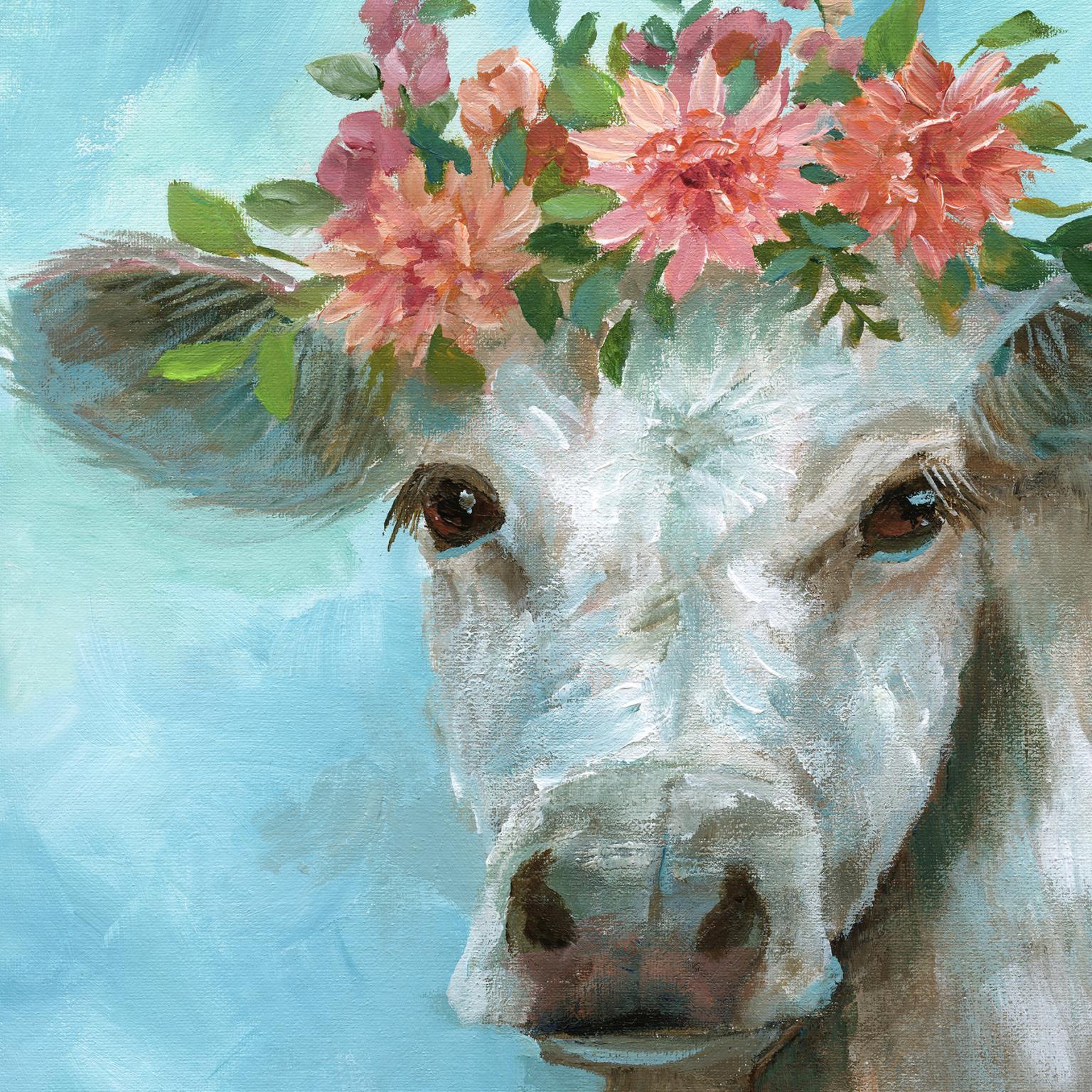 Framed - Happy Bessie By Nan - Light Blue